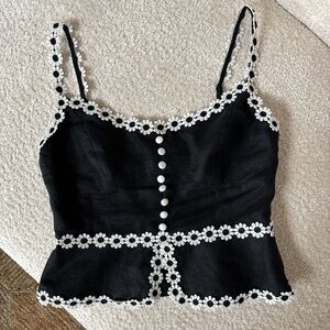 NWOT REFORMATION Black Camisole with White Floral Accents SOLD OUT